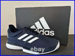 Adidas SoleCourt Boost Mens Tennis Shoes Athletic Sneakers Navy White NEW FU8115