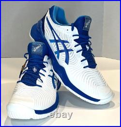 Asics 1041A343 Court FF Novak Tennis Shoes White Tuna Blue Men's Size 12 NWT