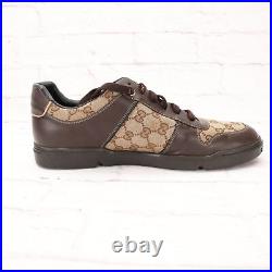 Gucci Men's Designer Sneaker Tennis Shoes Size 12 US Brown/Beige Canvas Leather