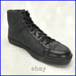 Gucci Mens Brooklyn High Top Sneaker Tennis Shoes 9G=9.5US Black Canvas Leather