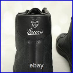 Gucci Mens Brooklyn High Top Sneaker Tennis Shoes 9G=9.5US Black Canvas Leather
