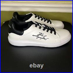 Karl Lagerfeld Paris White Signature Leather Tennis Shoes Size 11.5 New $250