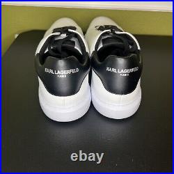 Karl Lagerfeld Paris White Signature Leather Tennis Shoes Size 11.5 New $250