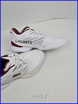 Lacoste AG-LT23 Ultra SMA Men's Tennis Shoes 746SMA01132G1 Sz 9.5 White/Burgundy