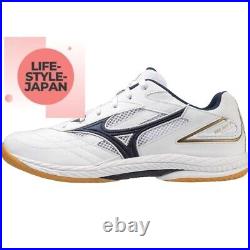 MIZUNO WAVE DRIVE 9 White/Navy/Gold 81GA2205 14 Unisex Table Tennis Shoes