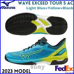 Mizuno Tennis Shoes WAVE EXCEED TOUR 5 AC 61GA2270 25 Light Brue/Yellow 2023 NEW