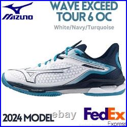 Mizuno Tennis Shoes WAVE EXCEED TOUR 6 OC 61GB2472 14 White/Navy/Turquoise NEW