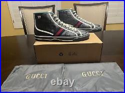 New Gucci Tennis 1977 GG Supreme Logo Gray High Sneaker Shoes UK 13 / US 13.5