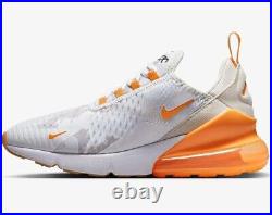 Nike Air Max 270 Mens US 10.5-11.5 White Orange Camo Running Shoes NEW