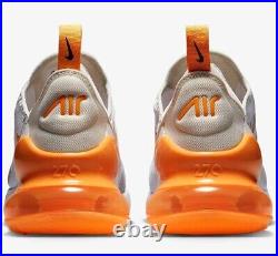Nike Air Max 270 Mens US 10.5-11.5 White Orange Camo Running Shoes NEW