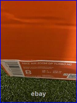 Nike Air Zoom GP Turbo HC White Gold CK7513-155 Men's 8 Tennis Shoes Hard Court