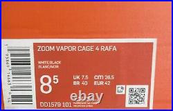 Nike Zoom Vapor Cage 4 Rafael Nadal Tennis Shoes White DD1579-101 Men's Sz 8.5